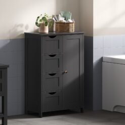 Bathroom Floor Storage Cabinet, Bathroom Storage Unit with 4 Drawers, Freestanding Bathroom Cabinet with 1 Door