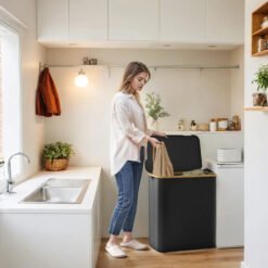Laundry Basket with Lid, 3-Section Large Laundry Hamper, 150 L