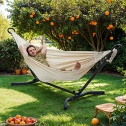 Double Hammock with Stand, 529 lb Load Capacity, for Patio Garden Garden