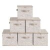 Set of 6 Foldable Storage Boxes with Lids and Handles, Non-Woven Clothes Organiser Baskets, 40 x 30 x 25 cm