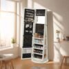 Freestanding Jewellery Organiser, Jewellery Cabinet with Full-Length Mirror, 360° Swivel