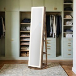 Mirror Jewellery Cabinet with Lights, Standing Jewellery Storage Organiser with Full-Length Mirror, Gift Idea, Brown