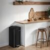 Pedal Waste Bin, 30 L Steel Bin with Inner Bucket, Soft Close, for Kitchen, Stays Open, Black