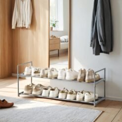 Shoe Rack, 2-Tier Shoe Organizer, Metal Shoe Shelf
