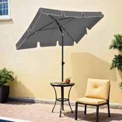 Patio Parasol 200 x 125 cm, Outdoor Umbrella, Double-Sided 30° Tilt
