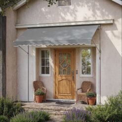 Retractable Awning, Manual Retractable Sunshade, Height-Adjustable with Crank