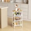4-Tier Slim Storage Cart, Rolling Cart with Handle, Metal Frame