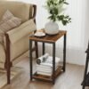 Set of 2 Side Tables, 2-Tier Sofa Side Tables, Bedside Tables for Living Room