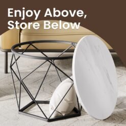 VASAGLE Round Coffee Tables, Set of 2 Side Tables, Modern Style