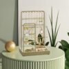 Jewellery Organizer with Metal Frame and Velvet-Lined Tray, Display Stand for Earrings, Bracelets