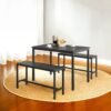 Dining Table with 2 Benches, Set of 3, Kitchen Table