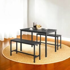 Dining Table with 2 Benches, Set of 3, Kitchen Table