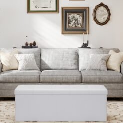 110 cm Folding Storage Bench Ottoman with Storage, End of Bed Bench, for Living Room