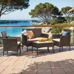 Outdoor Furniture Sets, Polyrattan Garden Conversation Set, for Patio Terrace