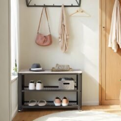 Shoe Bench, Shoe Rack with 2 Shelves, Shoe Organizer
