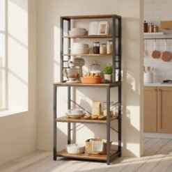 Industrial-Style Kitchen Storage Unit, 40 x 60 x 167 cm, Brown