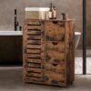 Bathroom Storage Cabinet, Floor Cabinet, with Drawers, Adjustable Shelving, for Kitchen, Entryway, Rustic Brown