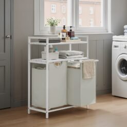 Laundry Hamper, Laundry Sorter with 2 Pull-Out Bags, 2 Shelves
