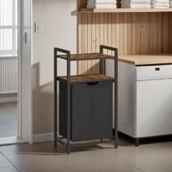 Laundry Hamper with Pull-Out Laundry Bag, 2 Shelves, 65 L Capacity for Laundry Room