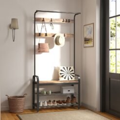 Coat Rack, Hall Tree with Shoe Bench, Entryway Bench with Coat Rack