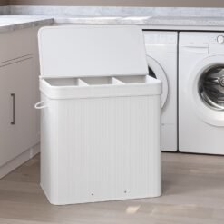 Laundry Hamper with Lid, Bamboo Laundry Basket, Removable