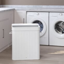 Laundry Hamper with Lid, Bamboo Laundry Basket, Removable