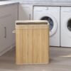 Laundry Hamper with Lid, Bamboo Laundry Basket, Removable