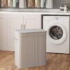 Laundry Hamper with Lid, Bamboo Laundry Basket, Removable Machine Washable Laundry Basket