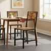 Set of 2 Kitchen Chairs, Rustic Dining Chairs with Back, for Kitchen, Bedroom, Living Room, Rustic Brown and Black