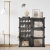 Interlocking Shoe Rack, Plastic Shoe Storage Cabinet, 12-Slot Modular Storage Unit