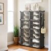 Interlocking Shoe Rack, Plastic Shoe Storage Cabinet, 16-Slot Modular Storage Unit