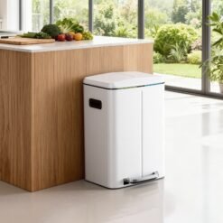 40L Double Kitchen Bin with Lids, Rubbish Bin, Soft Close with Plastic Inner Buckets