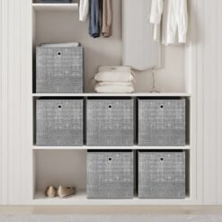 Storage Boxes, Set of 6, Non-Woven Fabric Organiser Boxes with Handle