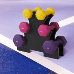 Hex Neoprene Dumbbells Set with Stand, 2 x 2 kg, 2 x 1.5 kg, 2 x 1 kg