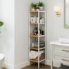 Bamboo Bathroom Shelf, 5-Tier Freestanding Narrow Shelf Unit, Multifunctional Storage Shelf
