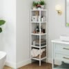 Bamboo Bathroom Shelf, 5-Tier Freestanding Narrow Shelf Unit, Multifunctional Storage Shelf