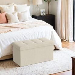 Storage Ottoman Bench, 38 x 76 x 38 cm, End of Bed Bench