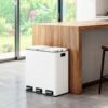 2 x 15 L Double Kitchen Bin, Pedal Rubbish Bin for Recycling and Waste, Inner Buckets