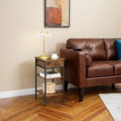 Nightstand, with a Drawer and 2 Storage Shelves, Space Saving