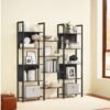 5-Tier Bookcase with 14 Shelves, Book Shelf with Metal Frame, 24 x 158 x 166 cm