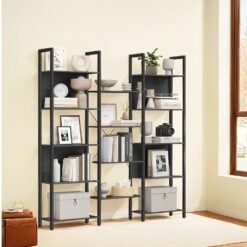 5-Tier Bookcase with 14 Shelves, Book Shelf with Metal Frame, 24 x 158 x 166 cm