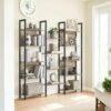 5-Tier Bookcase with 14 Shelves, Book Shelf with Metal Frame, 24 x 158 x 166 cm