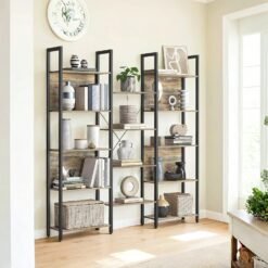 5-Tier Bookcase with 14 Shelves, Book Shelf with Metal Frame, 24 x 158 x 166 cm