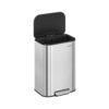 Kitchen Bin 50 L Soft-Close Lid Wide Non-Slip Pedal Metallic Silver