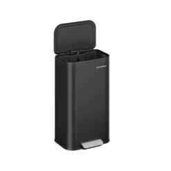 Kitchen Bin 30 L Soft-Close Lid Wide Non-Slip Pedal Ink Black