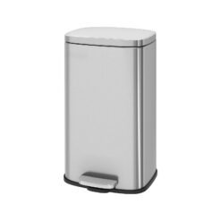 30L Kitchen Rubbish Bin with Soft-Close Lid and Inner Bucket, Silver