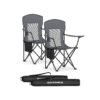 Camping Chairs Set of 2 Adjustable Armrests Cup Holder Slate Grey