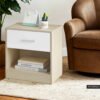 Nightstands, Set of 2, Side Tables with Drawer and Shelf