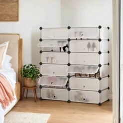 12-Cube Storage Unit, Shoe Rack, Modular Metal Wire Shelf