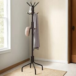 Coat Stand, Metal Coat Rack with 12 Hooks, 4 Legs